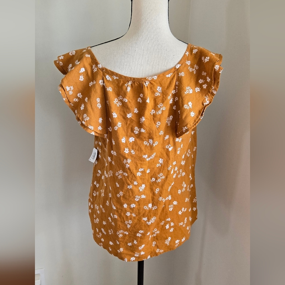 Old Navy Ruffle Linen Top New Medium - Picture 2 of 5